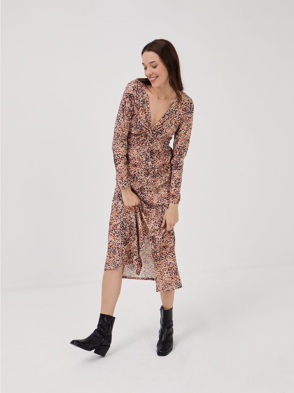 MUS & BOMBON BARCELONA LONG SLEEVE MIDI JERSEY DRESS SZ M